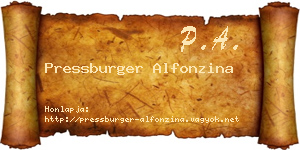 Pressburger Alfonzina névjegykártya